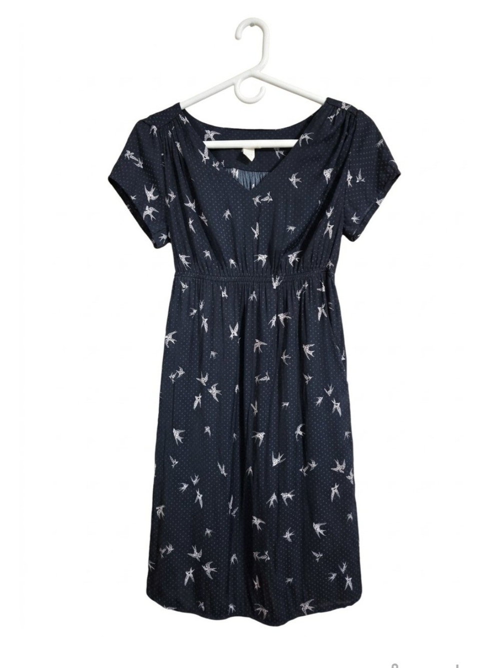 H&M MAMA Navy Dress with White Bird Print